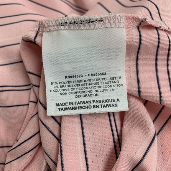 Nike Golf Polo Shirt Women S Small Pink Navy Stripe Short Sleeve Fit Dry 1/4 Zip - Picture 9 of 12